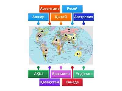 Әлем елдерінің ішінен жер көлемі бойынша алғашқы 10 дықты анықтау 