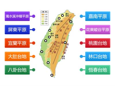 1上地理CH3 臺灣地形分布圖：平原、台地