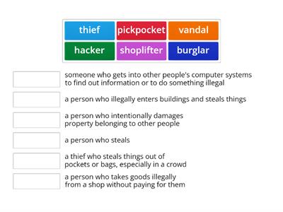 Prepare 4. Unit 5. Crime - match the criminals and the definitions. 