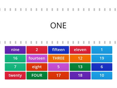  Matching numbers and words to 20