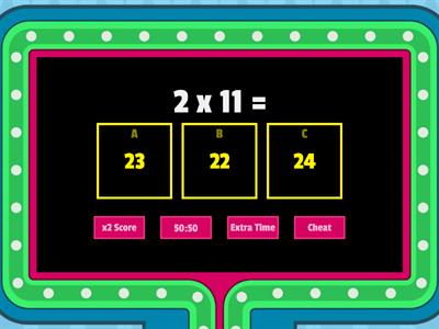  Times tables- x2, x3, x4, x5, x6, x10, x11