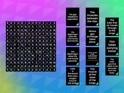 Gas exchange, Respiration and Breathing Wordfind