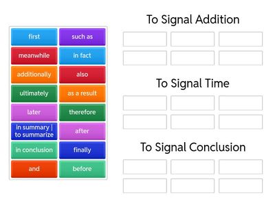 Transition Words Sort