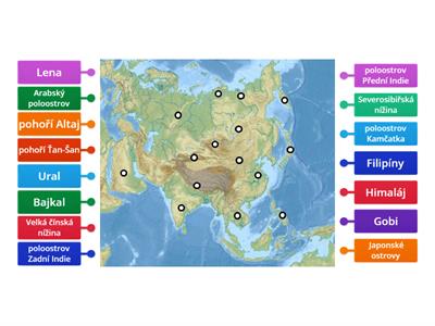 Slepá mapa Asie - opakování