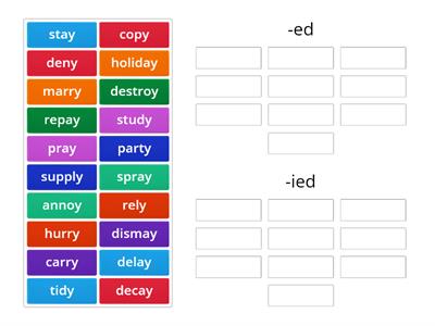 ED or IED endings on past tense verbs