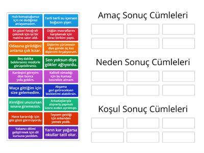 Koşul Sonuç- Amaç Sonuç- Neden Sonuç