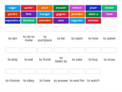 match up er ir re and other verbs