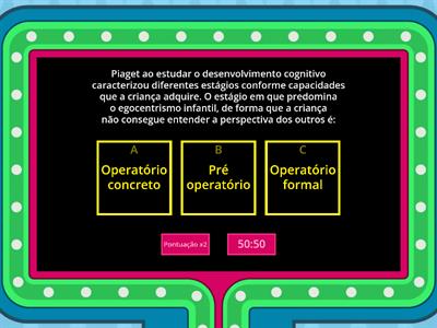 Quiz Desenvolvimento cognitivo e moral