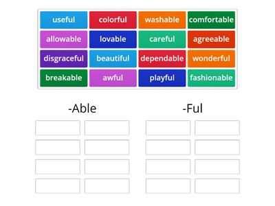 -Able and -Ful Suffix 