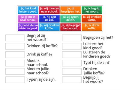 drinken, typen, luisteren, begrijpen, moeten - verbinden