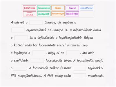 Húsvét - szövegkiegészítés