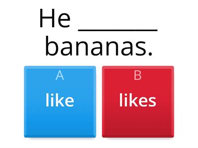 Like/likes, don't/doesn't like