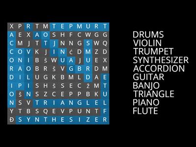 Instruments: There are 10 instruments hidden in the crossword. Can you find them?