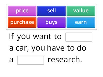 Multiple Choice Cloze - Money Verbs