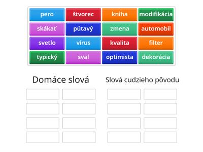 SJL Roztrieď slová podľa pôvodu na domáce a cudzieho pôvodu