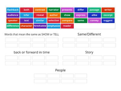 Sort the words in categories 