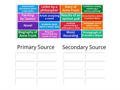 Primary and Secondary Sources