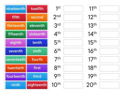 Put the ordinal numbers in order