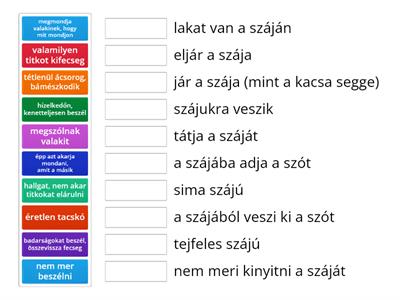 Szólások, közmondások - kulcsszó: SZÁJ