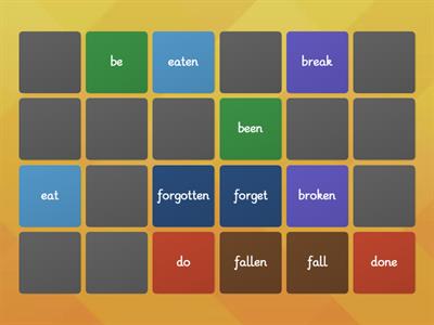 past participle V3 matching pairs