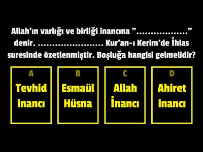 5. Sınıf  Din Kültürü  1.Ünite  Yazılıya Hazırlık Sorula