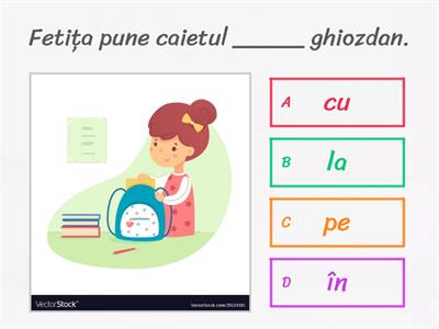 Propoziții cu alegere multiplă - prepozițiile CU, LA, PE, ÎN - partea IV