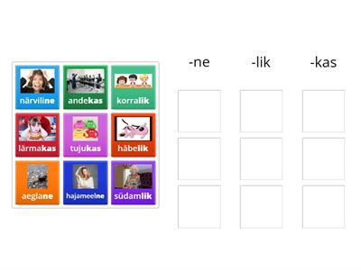 9.kl Kuidas käänduvad ne-, lik- ja kas- liitega omadussõnad