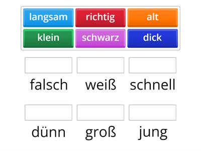 Verbinde Gegenteile. Spoj opaky. 
