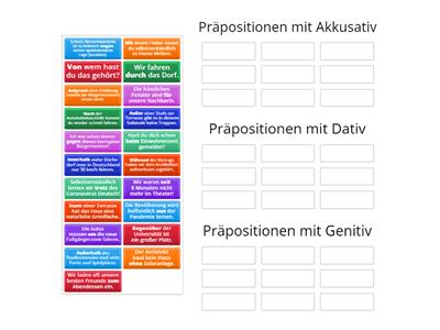 Präpositionen mit Akkusativ, Dativ und Genitiv