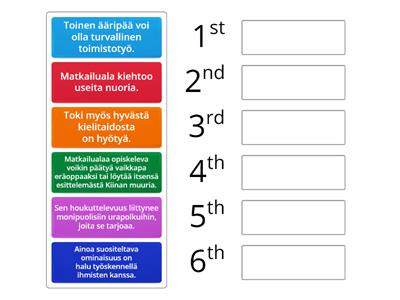 Järjestä virkkeet: Matkailuala 