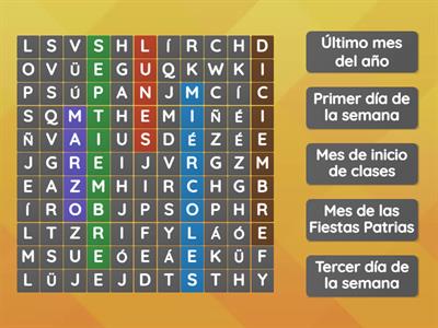 Calendario - Sopa de letras
