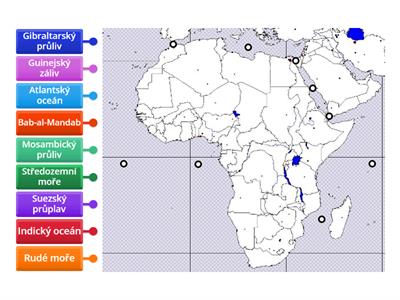 Afrika Oceány, moře, zálivy, průlivy, průplavy