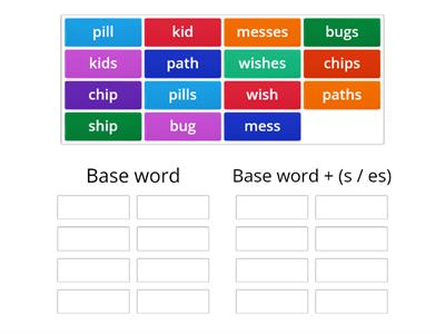 CVC Base word / Suffix Sort