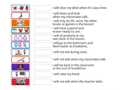 EFL Classroom Rules - Students (Match Up)