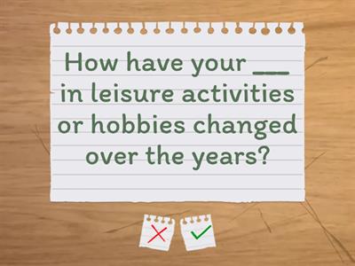 SO B1+ Unit 1B Personal preferences (activities) - answer