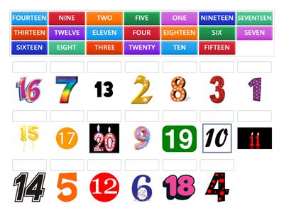 numbers 1-20 - abbinamenti