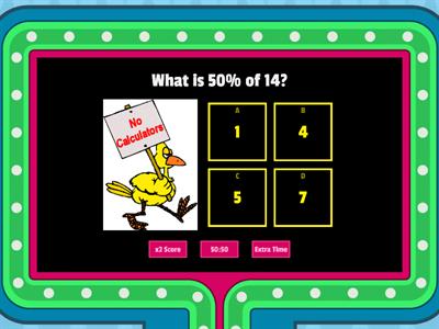 Percentages of Amounts gameshow quiz