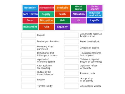 Economy Vocabulary Quiz. Matching - Levels C1/C2