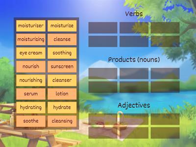 Skincare (verbs, nouns, adjectives)