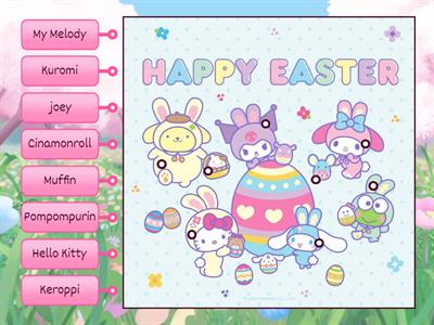 Etiqueta Hello Kitty y amigos-  Pascua