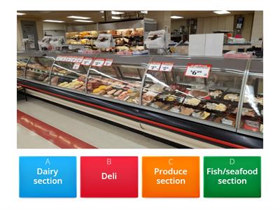 Grocery store sections