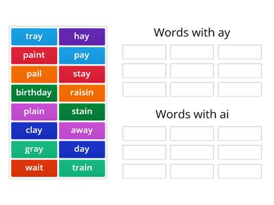 Sort ay and ai words