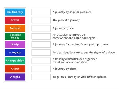 FCE Travel vocabulary matching task