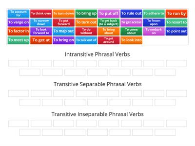 Transitive (separable, inseparable) vs Intransitive Phrasal Verb