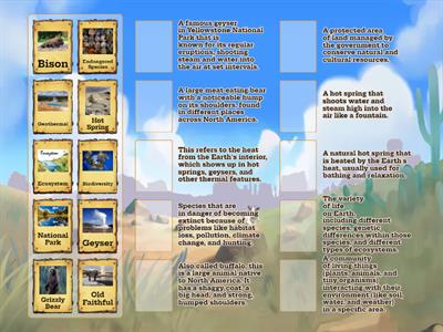 prep3 18-19 embed Yellowstone vocabulary