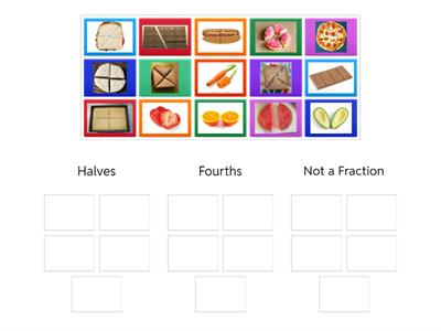 halves and fourths Fraction Sort