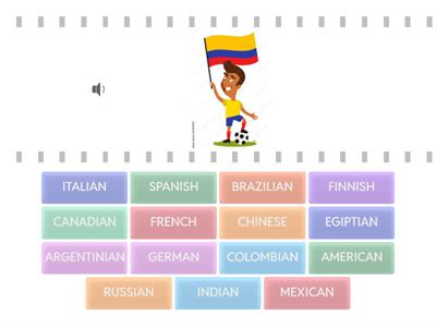 Find the nationalitie! - Listening