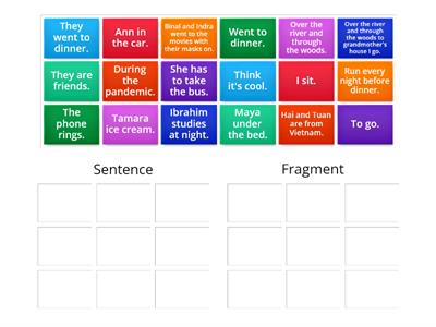 Sentence Vs. Fragment