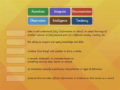 Vocabulary warm up 8th