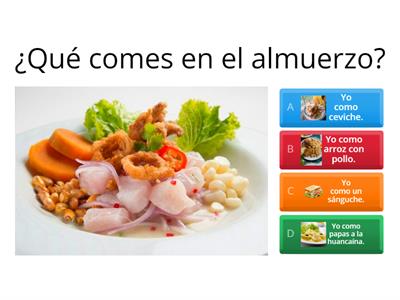 Preguntas sobre el desayuno, almuerzo y cena